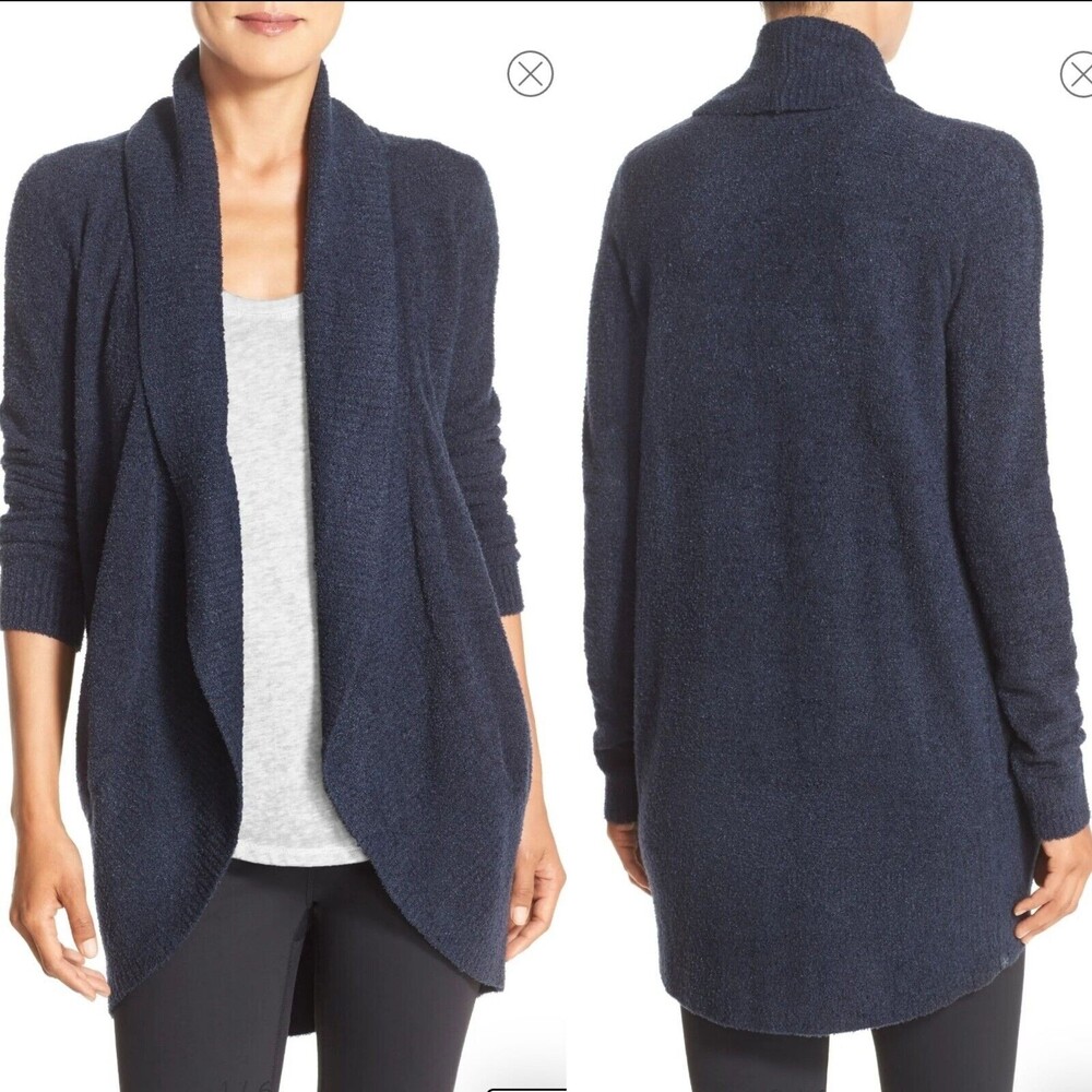Barefoot Dreams Cozy Bamboo Chic Lite Circle Open Cardigan Indigo Blue Size XS